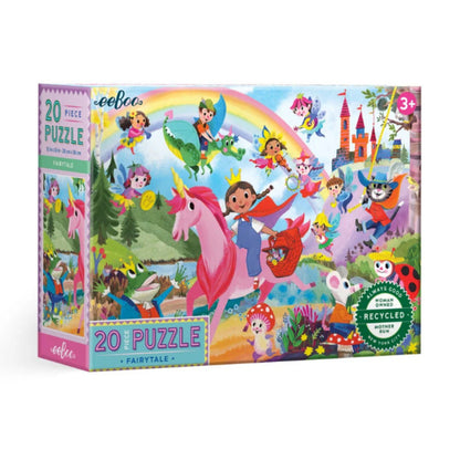 eeBoo Fairytale 20 piece kids puzzle box with enchanted creatures illustrated by Linda Bleck