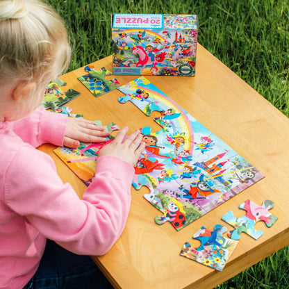 Close-up of the Fairytale puzzle artwork showing storybook characters and enchanted creatures