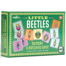 eeBoo Little Beetles Memory & Matching Game in green illustrated packaging, featuring colourful beetle matching cards and recommended age 3 years and up.