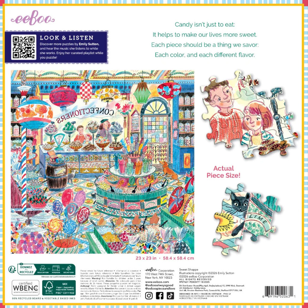 Detail section of the Sweet Shoppe puzzle highlighting colour and pattern for sorting