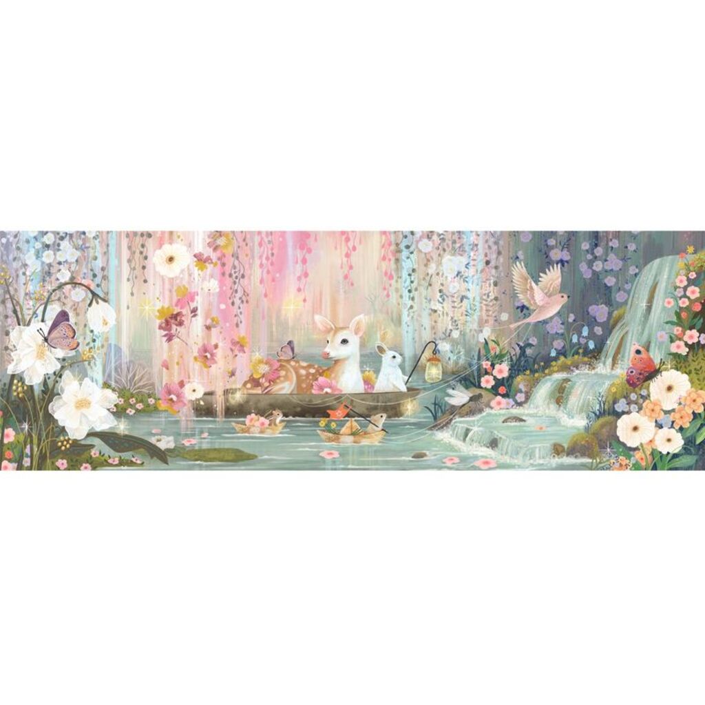 Djeco Fairy Lake Gallery puzzle displayed in its extra-long 97 x 33 cm panoramic format