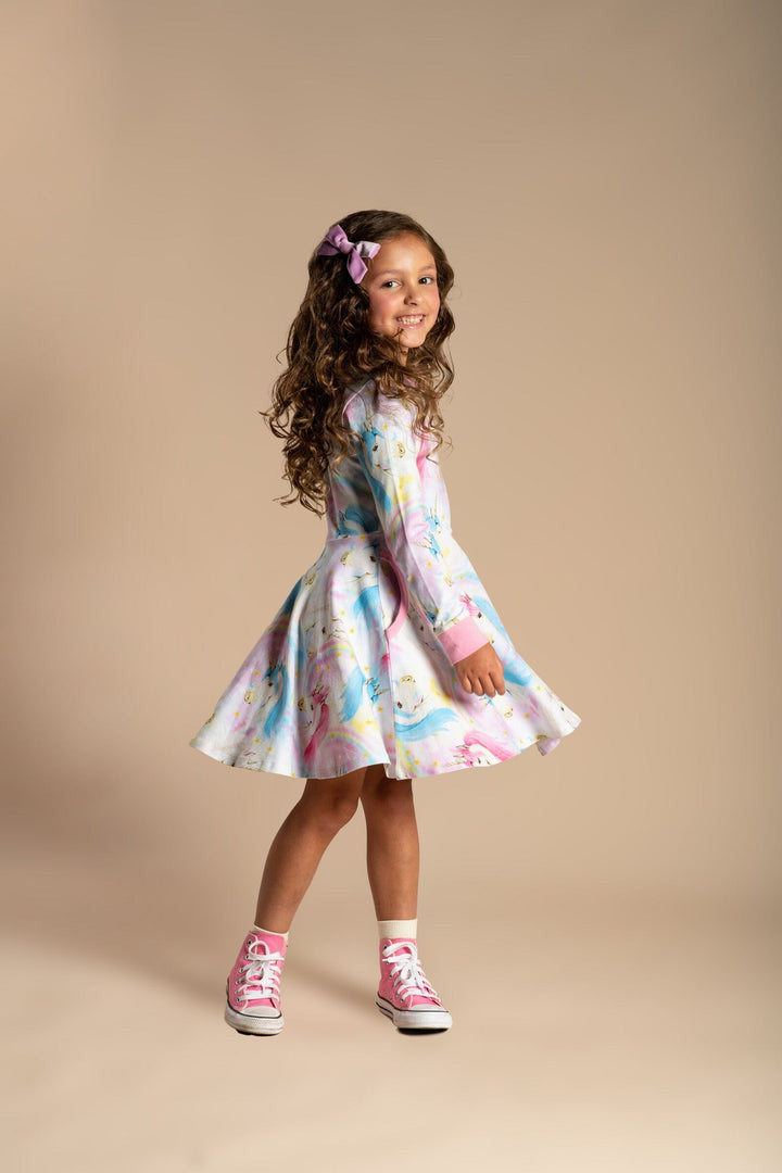 Rock Your Baby - Fantasia Long Sleeve Waisted Dress (size 8-12)