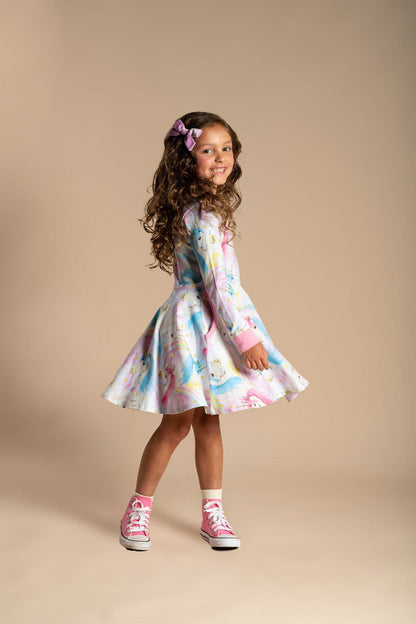 Rock Your Baby - Fantasia Long Sleeve Waisted Dress (size 8-12)