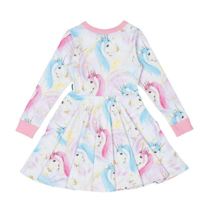 Rock Your Baby - Fantasia Long Sleeve Waisted Dress (size 8-12)