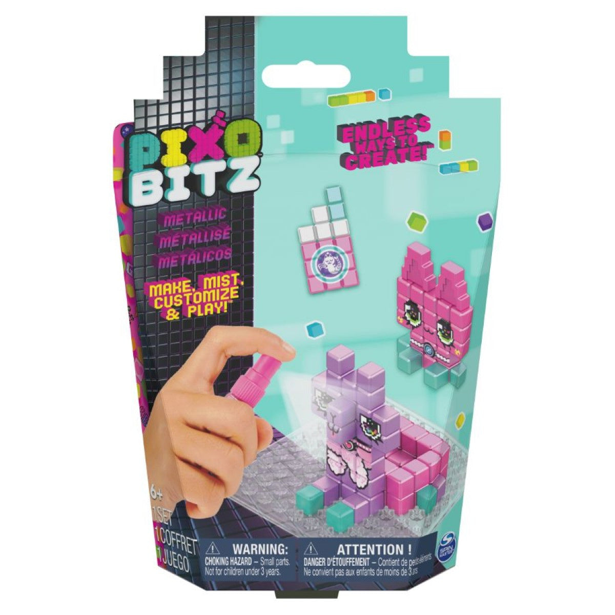 Pixobitz Metallic Feature Pack with shiny pixel art cubes and water activated craft accessories