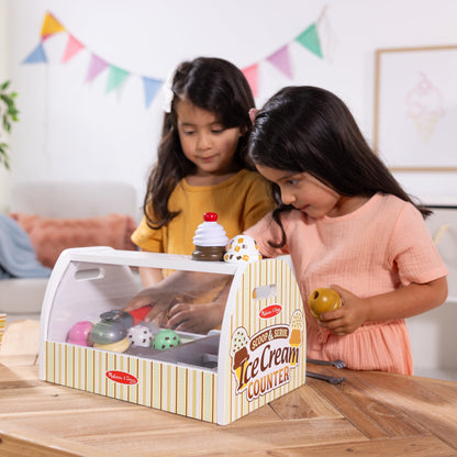 Melissa & Doug Scoop & Serve Ice Cream Counter Wooden Pretend Play Set