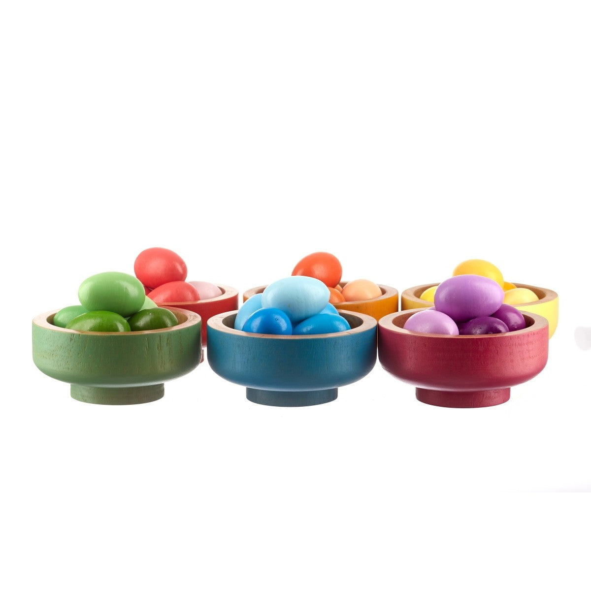 The Freckled Frog Rainbow Nest Sorting Set - 36 Piece Wooden Colour Matching Toy