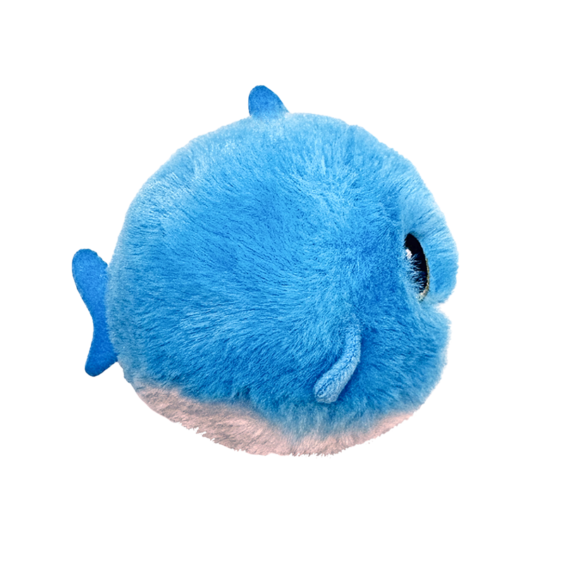 Fins the Blue Shark 10cm Ty plush with the red Ty Heart swing tag attached, on a plain white background