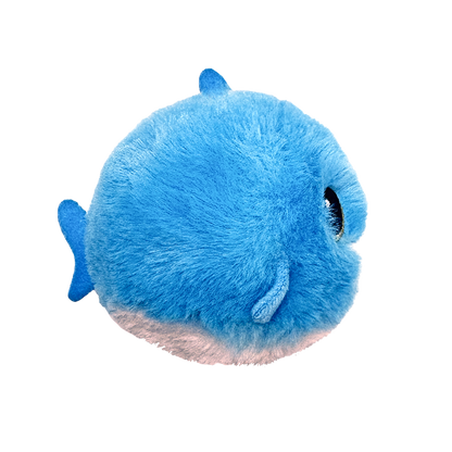 Fins the Blue Shark 10cm Ty plush with the red Ty Heart swing tag attached, on a plain white background