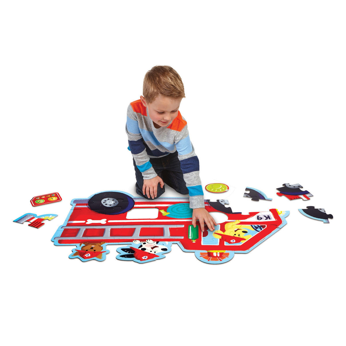 Peaceable Kingdom - Shiny Fire Truck Pups Floor Puzzle 39pc