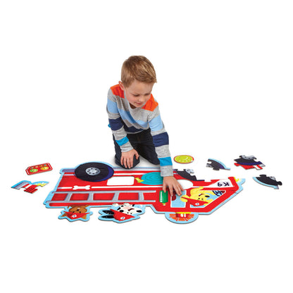 Peaceable Kingdom - Shiny Fire Truck Pups Floor Puzzle 39pc