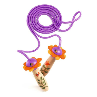 Florita adjustable skipping rope for kids with decorated FSC-certified wooden flower handles