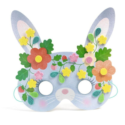 eight printed forest animal masks ready to decorate with Djeco metallic foam mosaic stickers