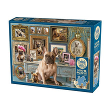 French Bulldog 500 piece puzzle with gallery wall of Frenchie portraits by Cobble Hill
