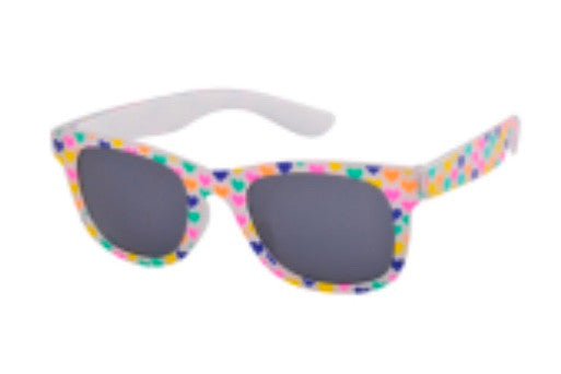 Freckles Sunglasses - Wayfarer Hearts White