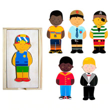 Fun Factory Dress Up Boy wooden puzzle with interchangeable outfit pieces