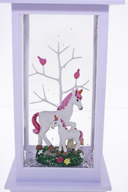 Cotton Candy - White Lantern with Unicorn and Baby