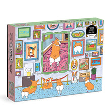 Galison Museum of the Corgi 1000 piece puzzle featuring colourful illustrated corgi artwork in a museum setting