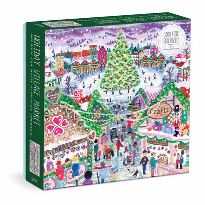 Galison Michael Storrings Holiday Village Market 1000 piece foil puzzle
