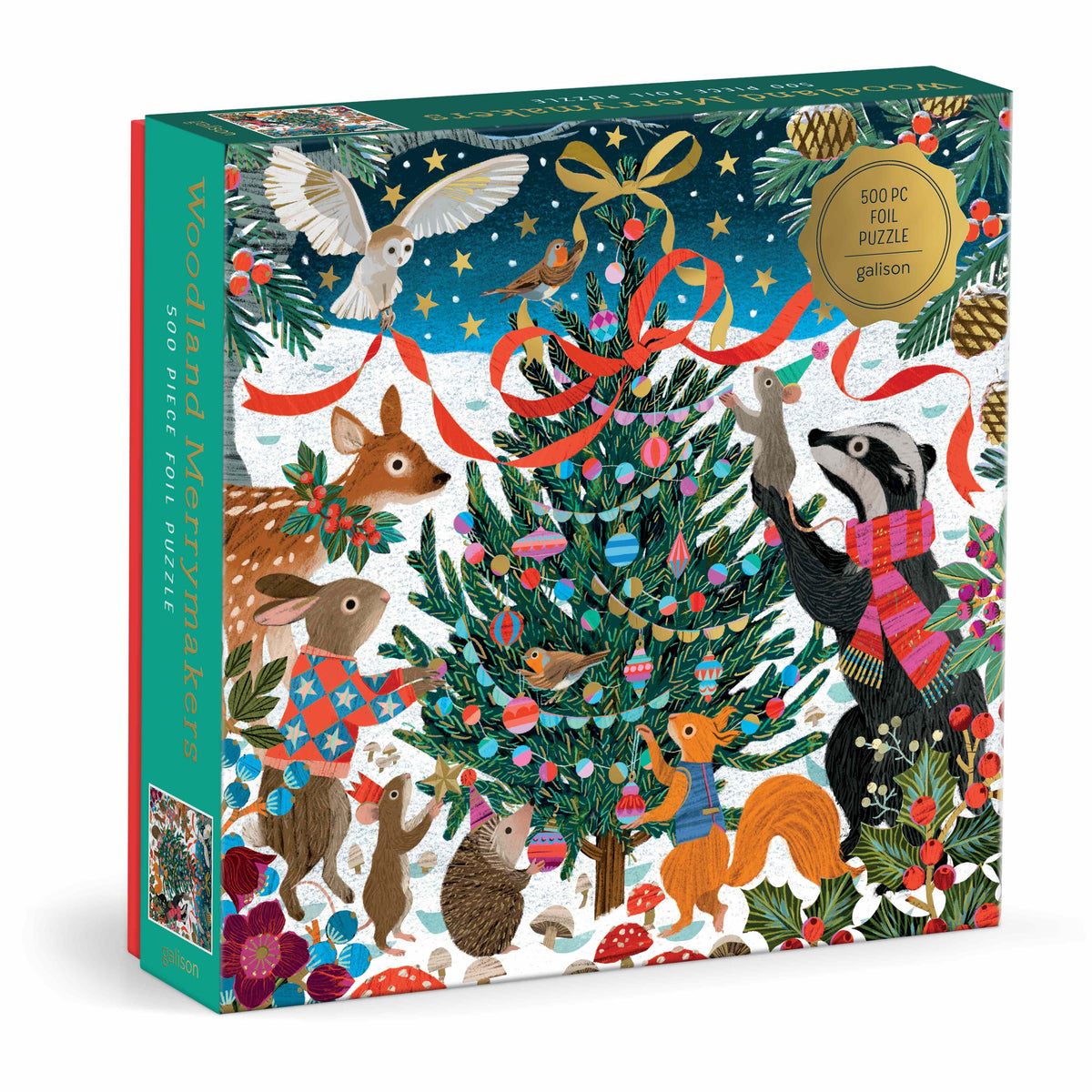 Galison Victoria Ball Woodland Merrymakers 500 piece foil puzzle
