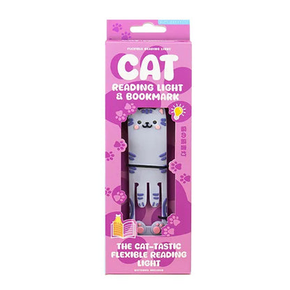 Gift Republic cat reading light and bookmark clipped onto a book page