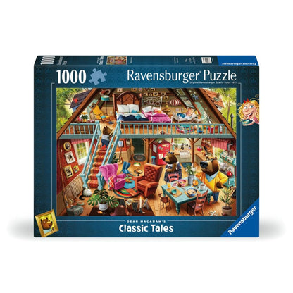 Ravensburger Goldilocks Gets Caught! 1000 piece puzzle box featuring Dean MacAdam's busy Three Bears cottage scene