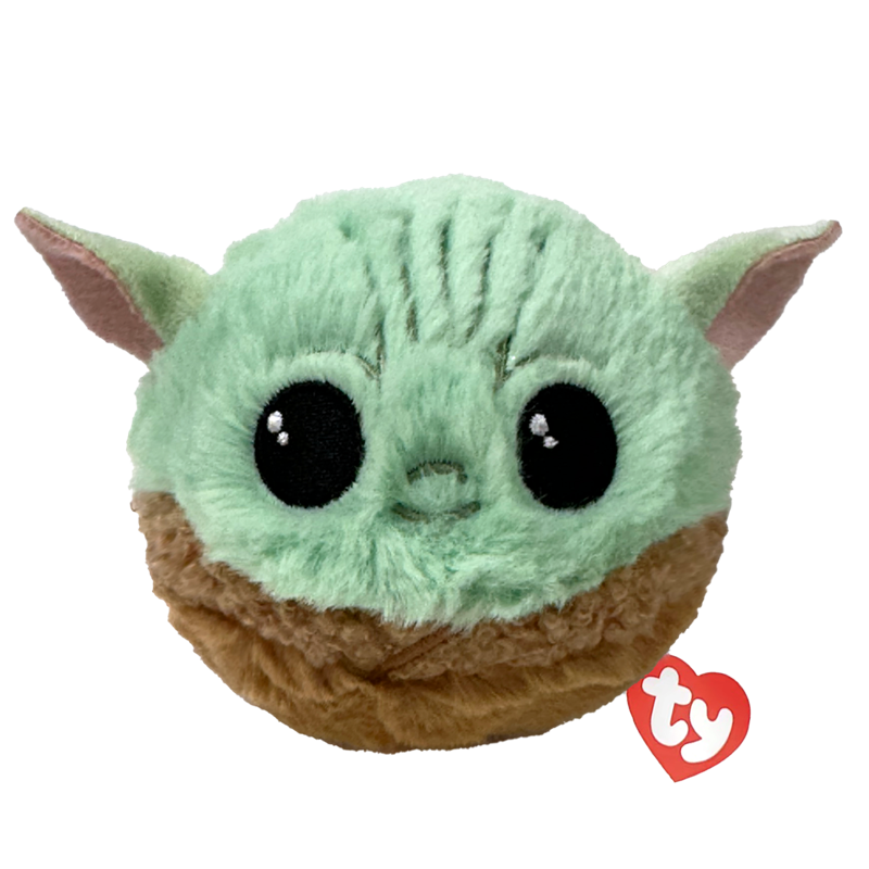 Front view of the Grogu Ty Beanie Bouncer plush toy photographed front-on, 10cm, on a white background