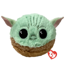 Front view of the Grogu Ty Beanie Bouncer plush toy photographed front-on, 10cm, on a white background