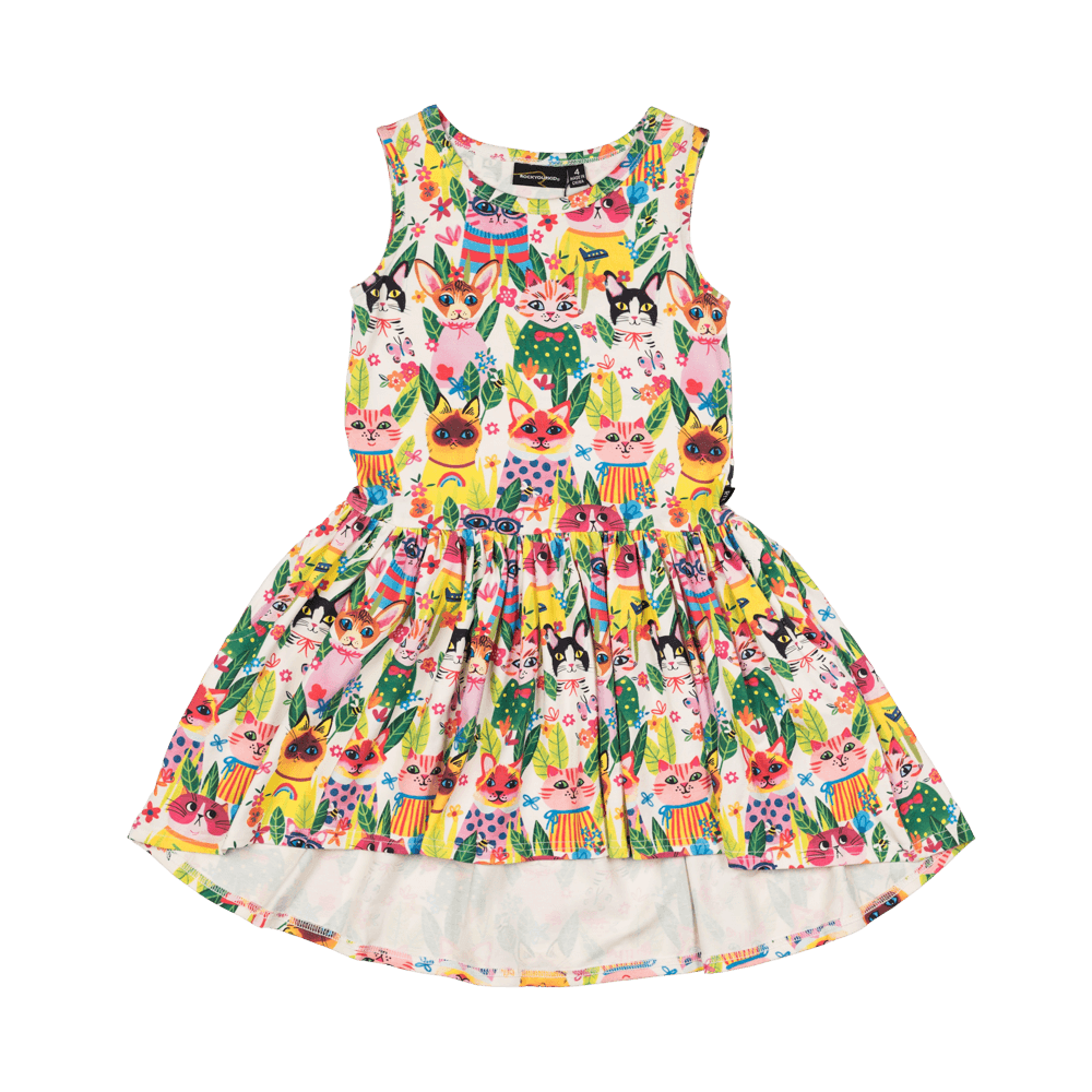 Cool Cats Sleeveless Drop Waist Dress