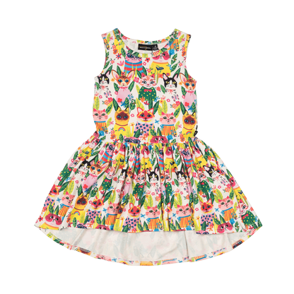 Cool Cats Sleeveless Drop Waist Dress