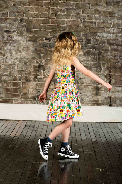 Cool Cats Sleeveless Drop Waist Dress