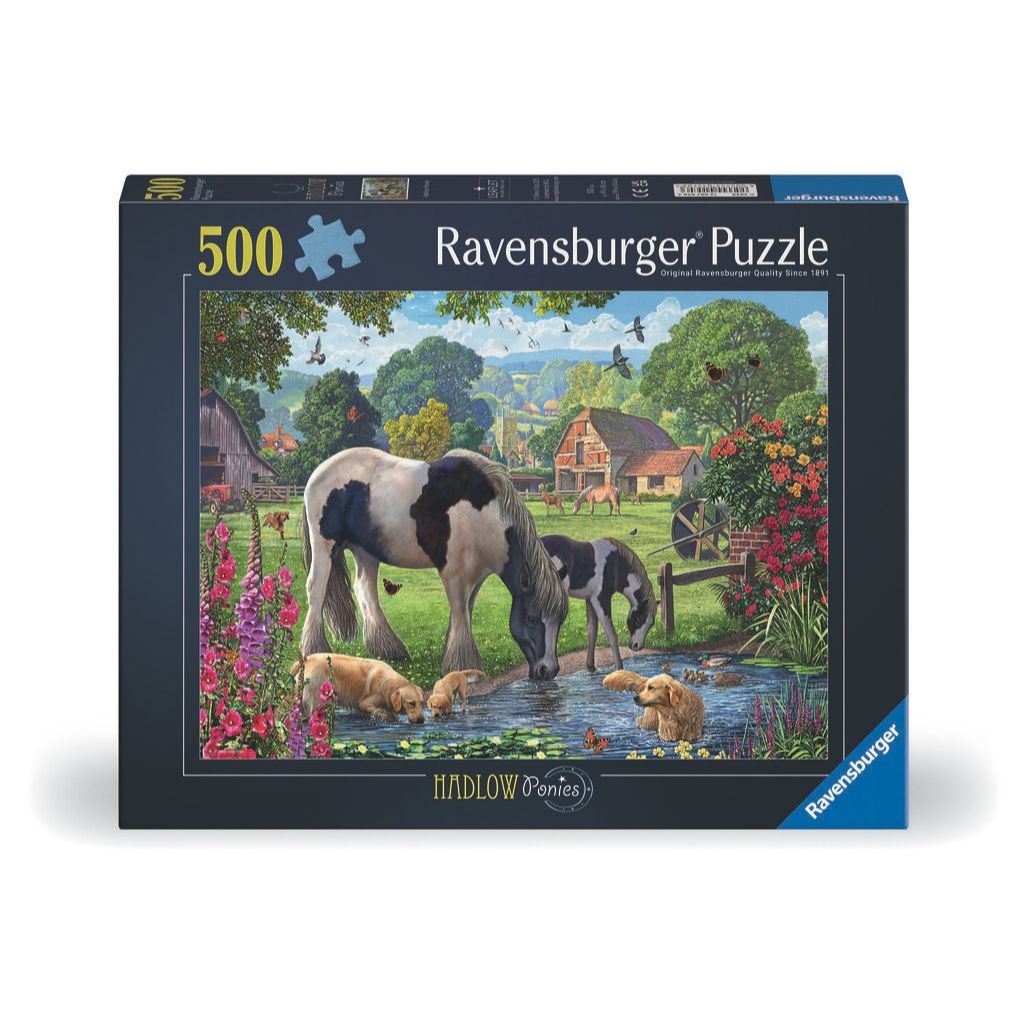 Ravensburger Hadlow Ponies 500 piece puzzle box showing ponies grazing in the English countryside