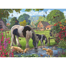 Completed Hadlow Ponies jigsaw measuring 49 x 36 cm with green paddocks, hedgerows and grazing ponies