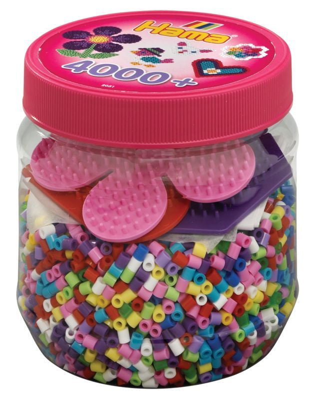 Hama Beads - Tub Set - 4000 Beads, 3 Pegboards