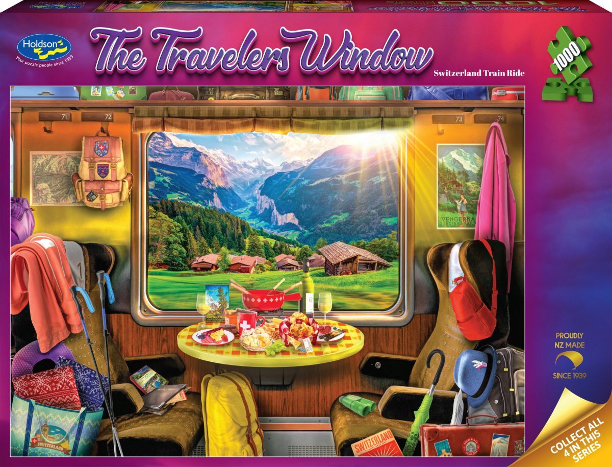 Holdson 1000pc - The Travelers Window - Switzerland Train Ride Puzzle