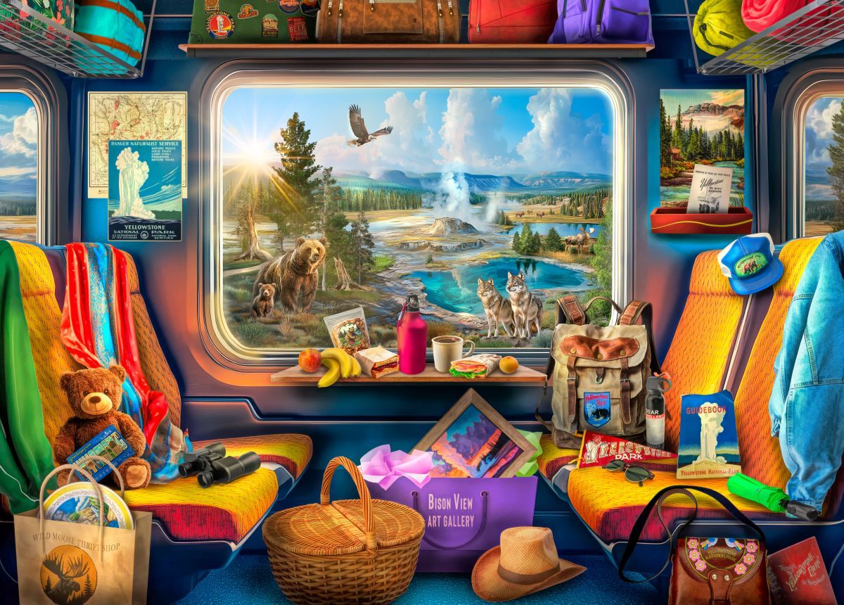 Holdson 1000pc - The Travelers Window - Yellowstone Train Ride Puzzle