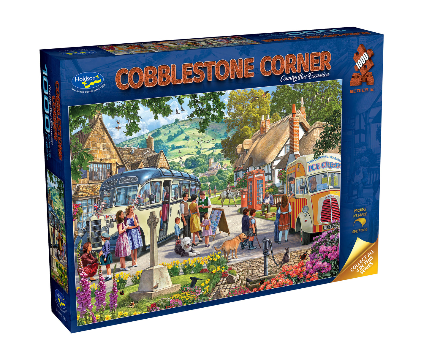 Holdson 1000pc - Cobblestone Corner S2 - Country Bus Excursion Puzzle