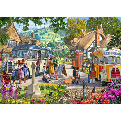 Holdson 1000pc - Cobblestone Corner S2 - Country Bus Excursion Puzzle