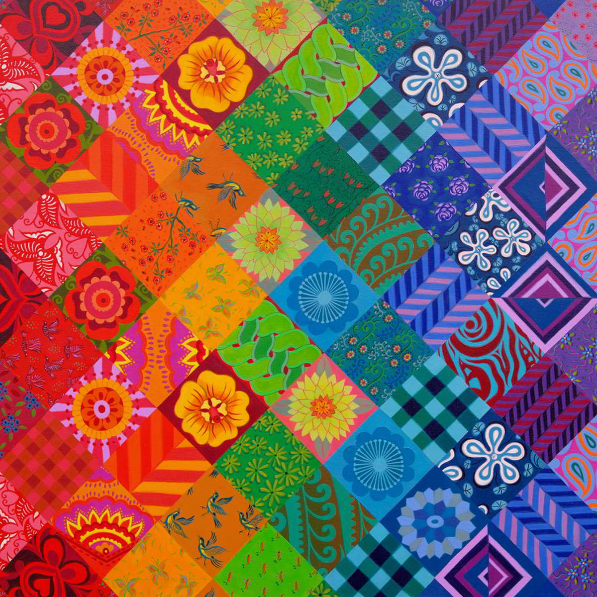 House of Puzzles 1000pc - Patchwork Rainbow Puzzle *minor box damage*