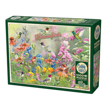 Hummingbirds 1000 piece puzzle with colourful birds and flowers in garden scene by Cobble Hill