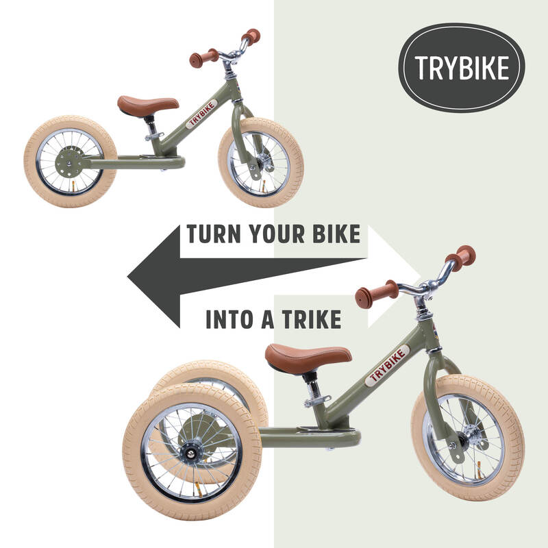 Green Vintage Trybike - Cream Tyres and Chrome (3 wheel)