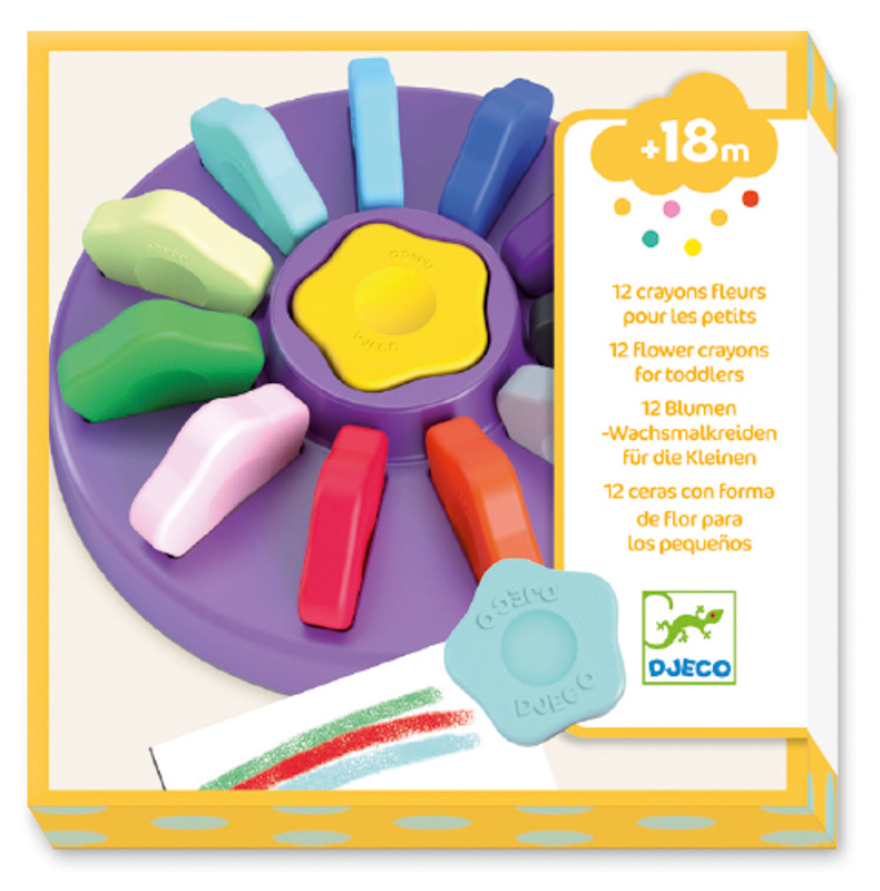 Djeco - 12 Toddler Flower Crayons
