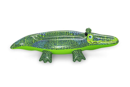 Crocodile head graphic with printed eyes and teeth on the Bestway inflatable ride-on pool float