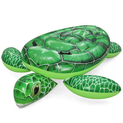 Detailed turtle shell graphic on the Bestway Tidal Turtle inflatable ride-on pool float