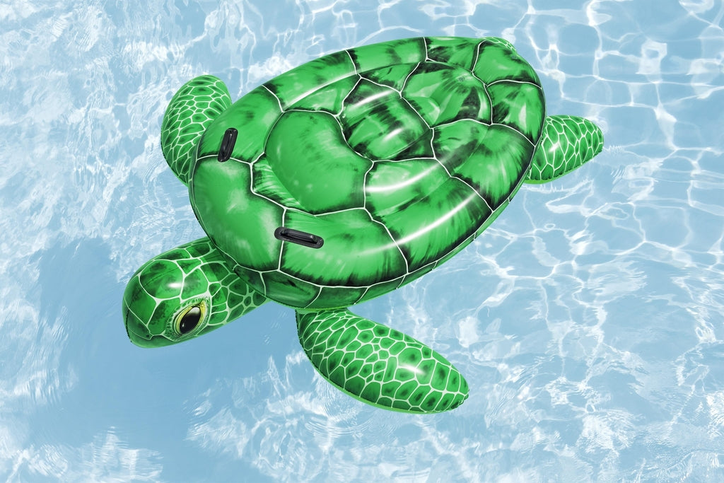 Twin air chamber valves on the Bestway inflatable turtle pool float, 45kg weight capacity