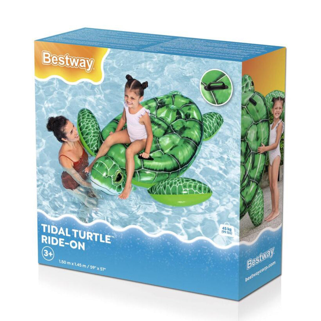 Bestway Tidal Turtle inflatable pool float ride-on, 153 x 140 x 38cm with two air chambers