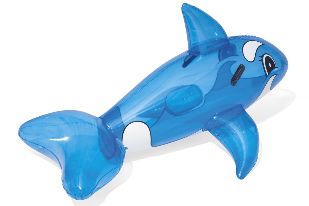 Inflatable side fins on the Bestway whale pool float, adding buoyancy and side-to-side stability