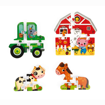 Janod- Farm Vertical Puzzles set of 4