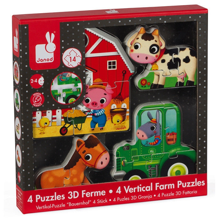 Janod- Farm Vertical Puzzles set of 4