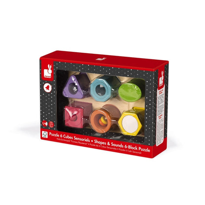 Janod - Wood Shapes & Sounds 6 Block Puzzles